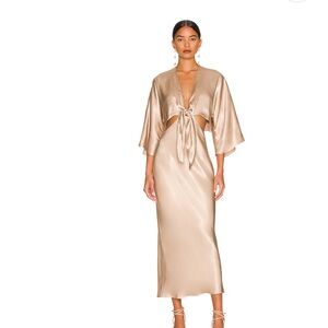 Revolve Shona Joy Elegant Women's Gold Satin Robe